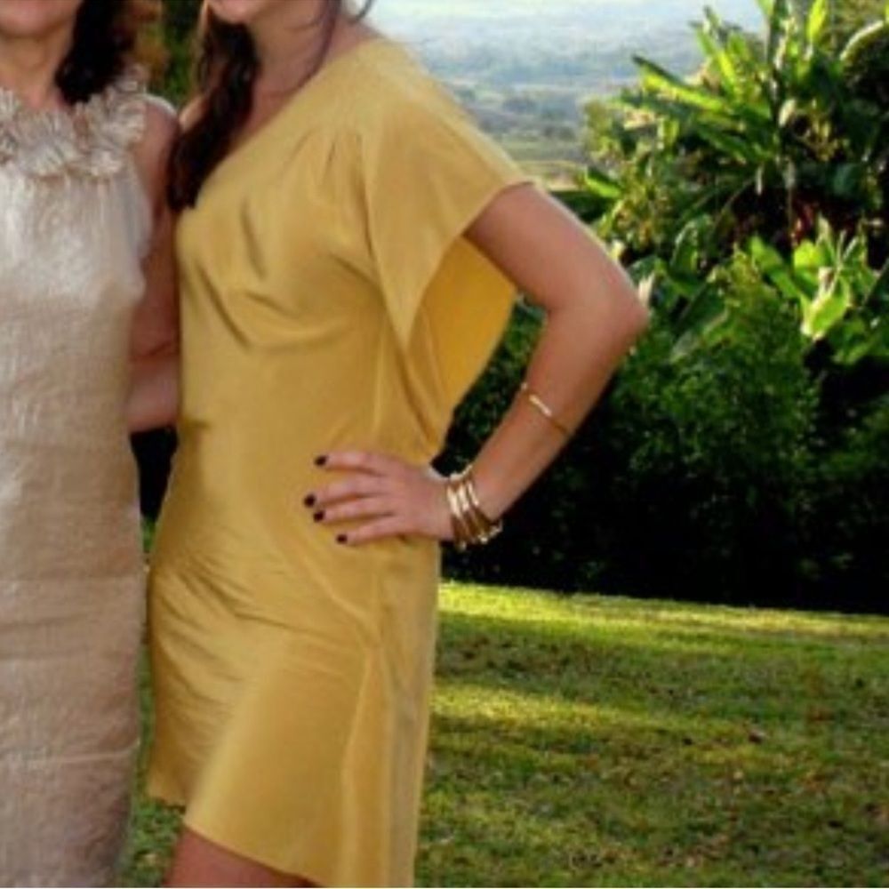 Madison Marcus Golden yellow Metallic 100% Silk Dress